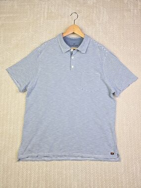 The Normal Brand Polo Shirt Mens XL Striped Gray White Short Sleeve Golf
